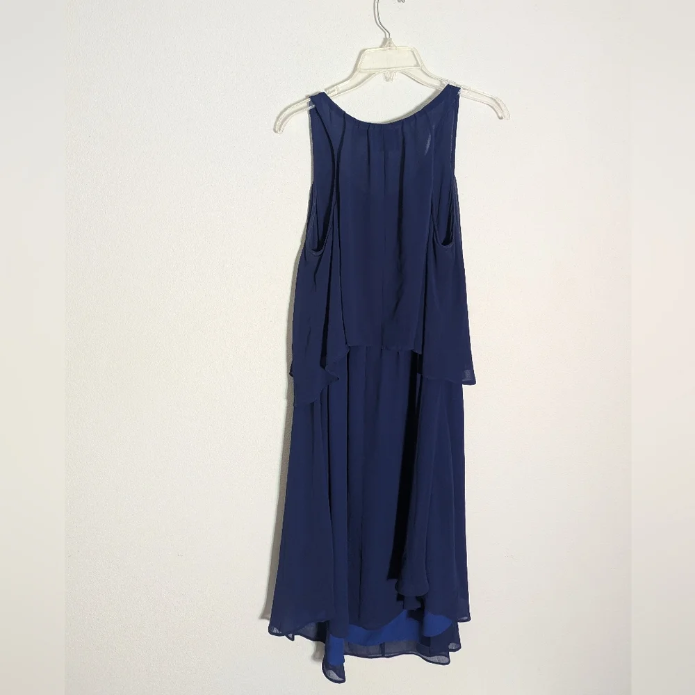Maeve Women's Dress Navy Blue Tiered Layers Ruffle Romantic Girly‎ Medium